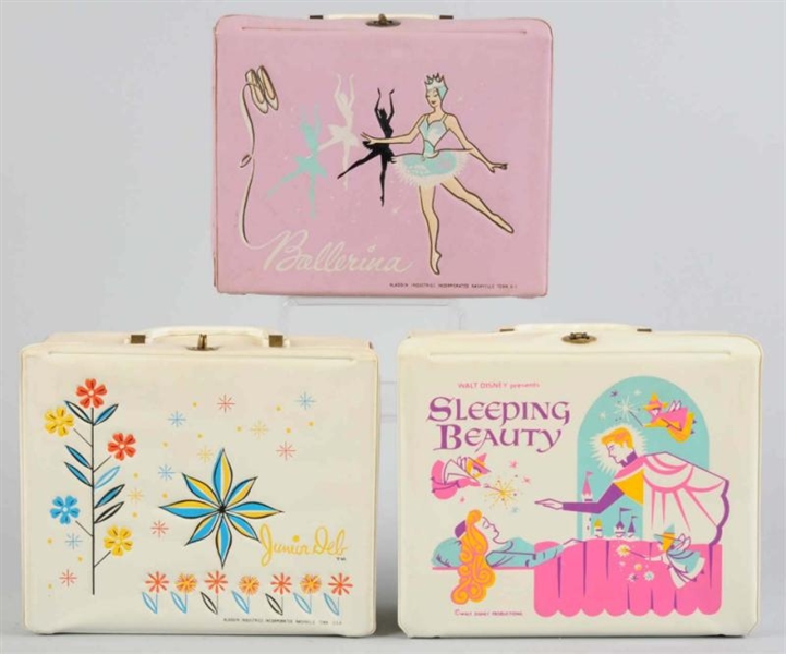 LOT OF 3: VINYL CHARACTER LUNCH BOXES.            