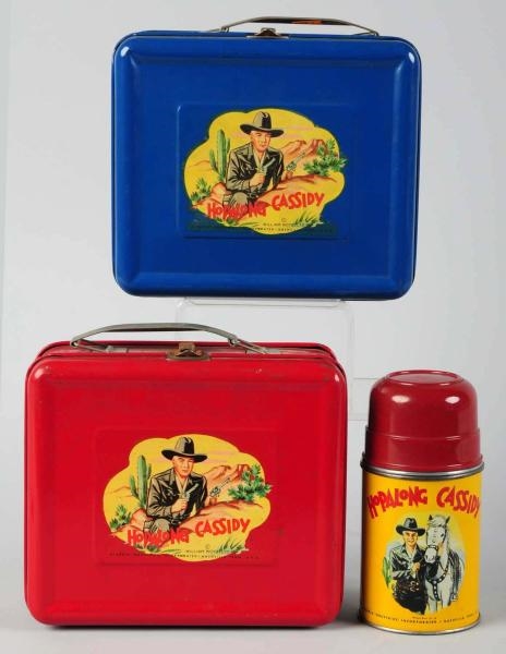 LOT OF 2: TIN LITHO HOPALONG CASSIDY LUNCH BOXES. 