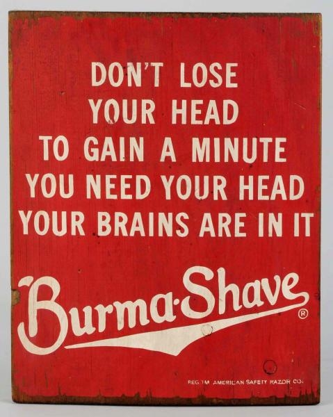 WOODEN BURMA-SHAVE ADVERTISING SIGN.              