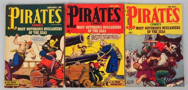 LOT OF 3: 1950 PIRATE COMICS.                     