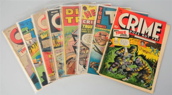 LOT OF 8: 1950S CRIME THEMES COMIC BOOKS.         