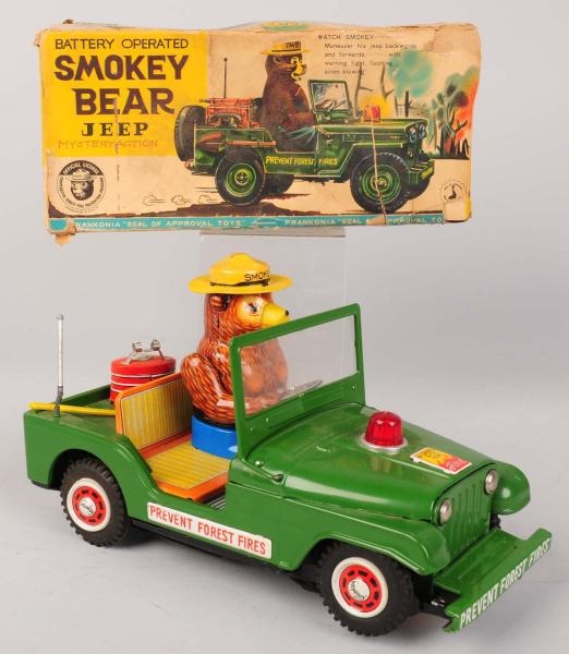 SCARCE SMOKEY BEAR JEEP BATTERY-OPERATED TOY.     