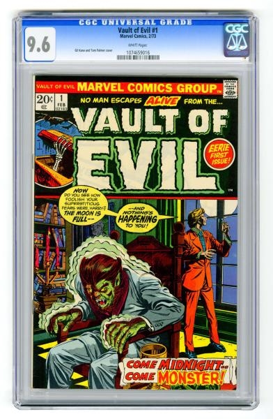 VAULT OF EVIL #1 CGC 9.6 MARVEL COMICS 2/73.      