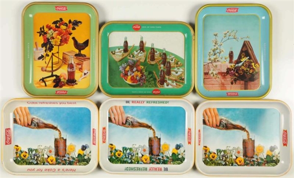LOT OF 6: 1950S COCA-COLA SERVING TRAYS.          