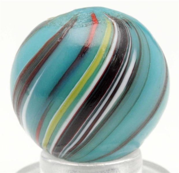TURQUOISE BLUE BANDED OPAQUE MARBLE.              
