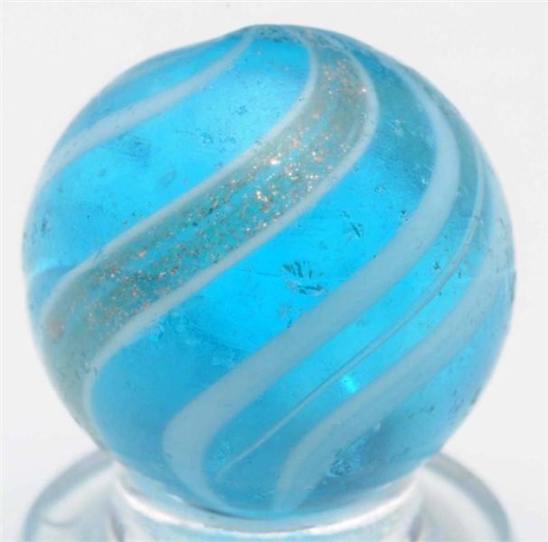 AQUA GLASS BANDED LUTZ MARBLE.                    