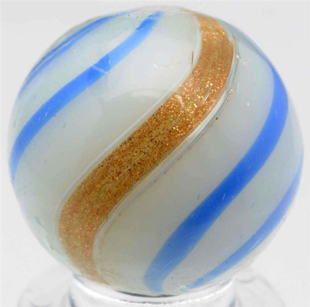 WHITE OPAQUE BANDED LUTZ MARBLE.                  