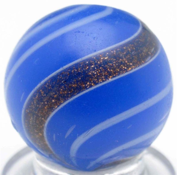 BLUE OPAQUE GLASS BANDED LUTZ.                    