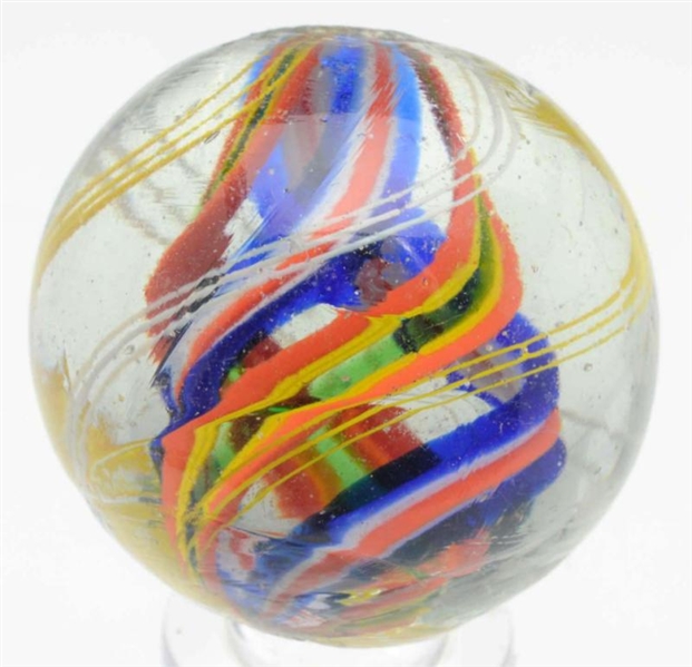 BRIGHT ENGLISH STYLE DIVIDED CORE SWIRL MARBLE.   