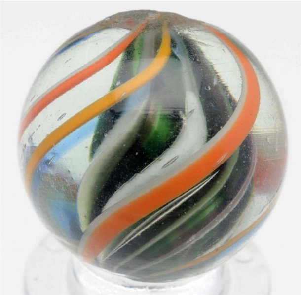 OLIVE GREEN JELLY CORE SWIRL MARBLE.              