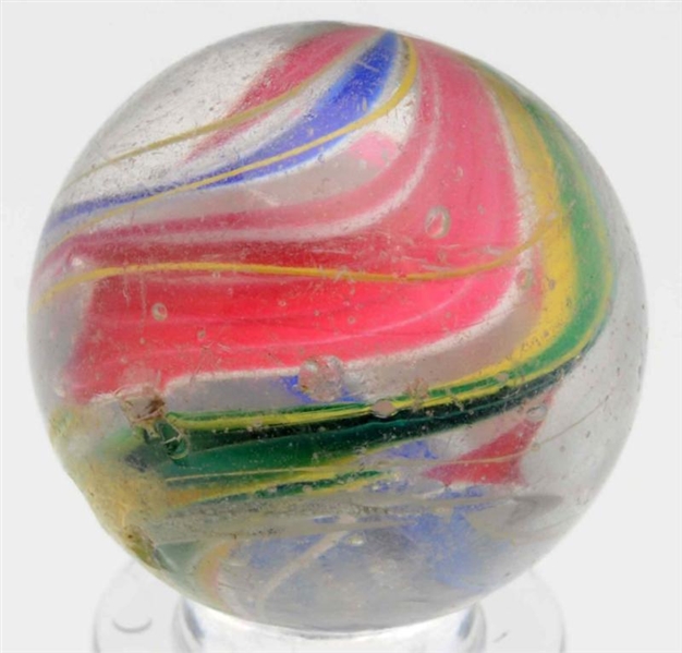 END OF CANE DIVIDED CORE SWIRL MARBLE.            