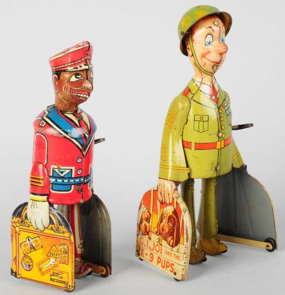 LOT OF 2: TIN CHARACTER WALKING WIND-UP TOYS.     