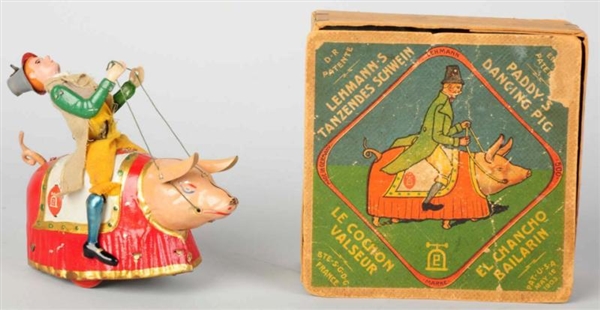 TIN LITHO LEHMANN PADDY & THE PIG WIND-UP TOY.    