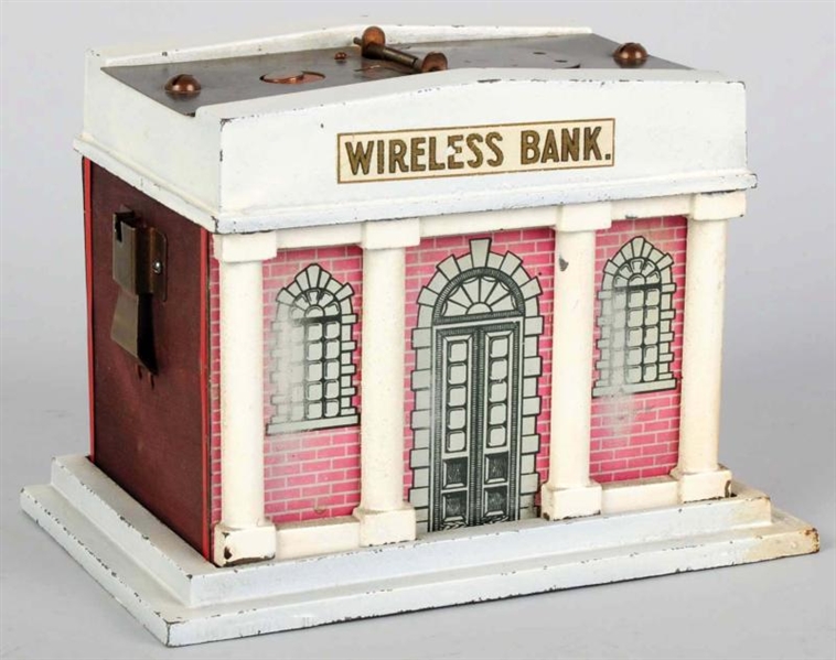 CAST IRON WIRELESS MECHANICAL BANK.               