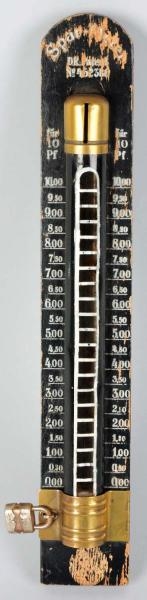 UNUSUAL WOODEN THERMOMETER STILL BANK.            
