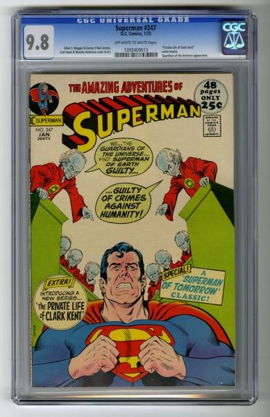 SUPERMAN #247 CGC 9.8 D.C. COMICS 1/72.           