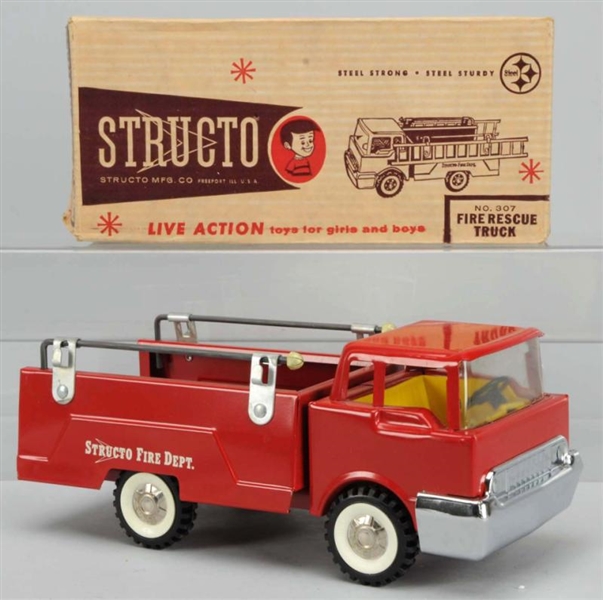 PRESSED STEEL STRUCTO FIRE RESCUE TRUCK TOY.      