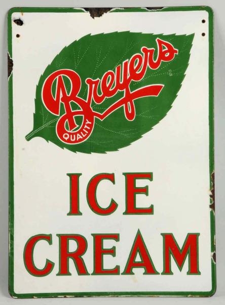 1930S-40S HEAVY BREYERS ICE CREAM PORCELAIN SIGN. 