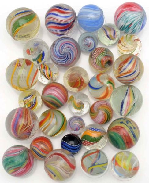 LOT OF 31: ASSORTED HANDMADE MARBLES.             