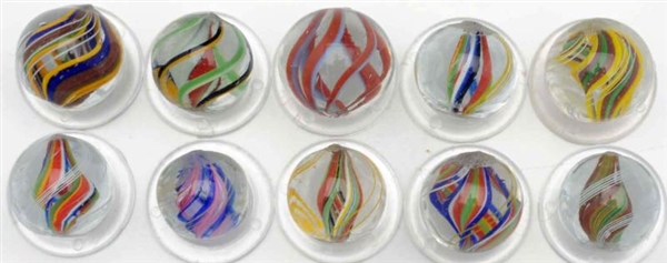 LOT OF 10: SWIRL MARBLES.                         