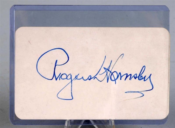 VINTAGE ROGERS HORNSBY SIGNATURE ON CARD.         