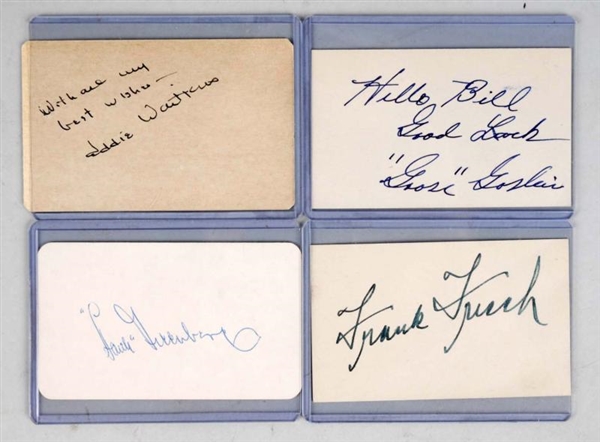 LOT OF 4: VINTAGE SIGNATURES ON CARDS.            