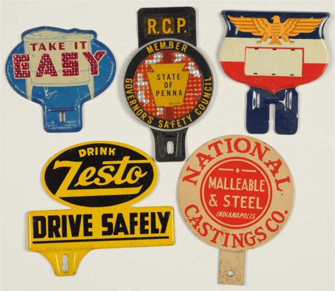 LOT OF 5: LICENSE PLATE TOPPERS.                  