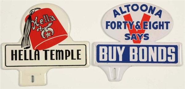 LOT OF 2: LICENSE PLATE TOPPERS.                  