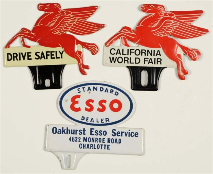 MOBIL & ESSO LICENSE PLATE TOPPERS.               