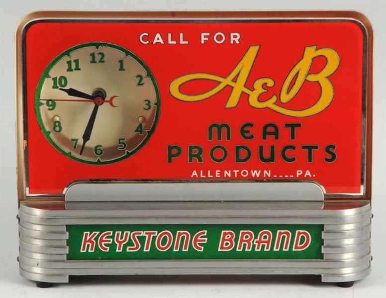 A & B MEAT PRODUCTS LIGHT-UP CLOCK.               