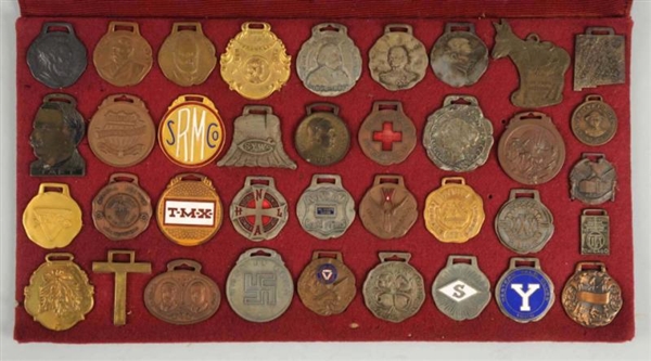 LOT OF 36: AMERICAN BADGE CO. SAMPLE WATCH FOBS.  