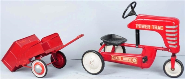 PRESSED STEEL POWER TRAC TRACTOR TANDEM TOY.      