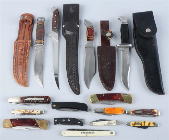 LOT OF 15: VINTAGE & CONTEMPORARY KNIVES.         