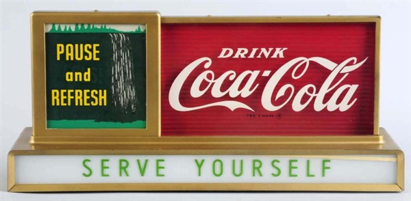 1950S COCA-COLA COUNTERTOP WATERFALL LIGHTED SIGN 