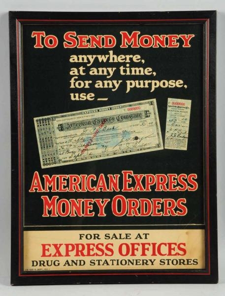1921 AMERICAN EXPRESS CARDBOARD SIGN.             