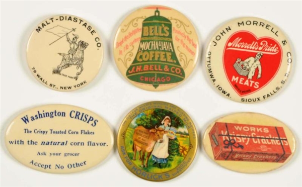 LOT OF 6: FOOD PRODUCT RELATED POCKET MIRRORS.    