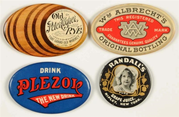 LOT OF 4: BEVERAGE RELATED POCKET MIRRORS.        