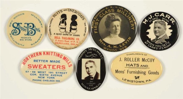 LOT OF 7: CLOTHING & TAILORING POCKET MIRRORS.    