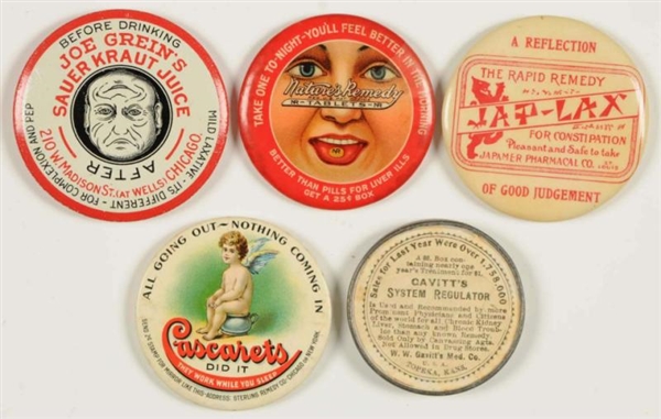 LOT OF 5: HEALTH & REMEDY RELATED POCKET MIRRORS. 