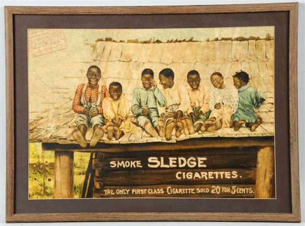 1890S-1900S SLEDGE CIGARETTES CARDBOARD SIGN.     