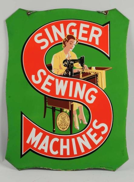 1930S-40S PORCELAIN SINGER SEWING MACHINES SIGN.  