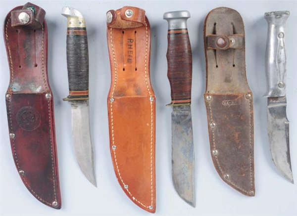 LOT OF 3: OFFICIAL BOY SCOUT SHEATH KNIVES.       