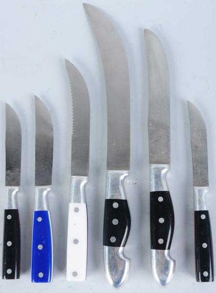 LOT OF 6: UNSIGNED HANDMADE KITCHEN KNIVES.       