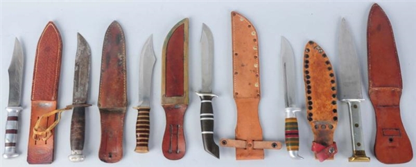 LOT OF 6: HANDMADE UNSIGNED THEATER KNIVES.       