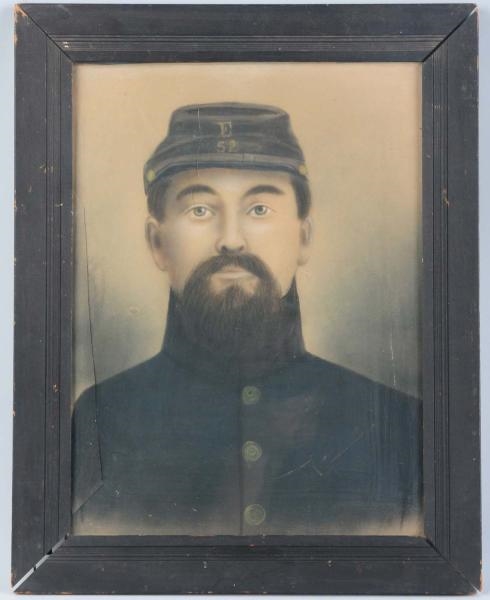 PICTURE OF CIVIL WAR SOLDIER IN E52 HAT.          