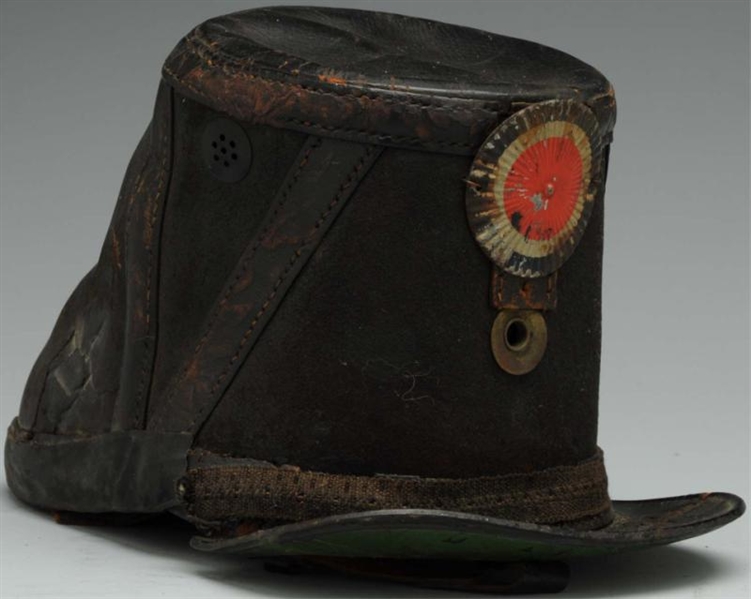 ALL LEATHER MILITARY HAT.                         