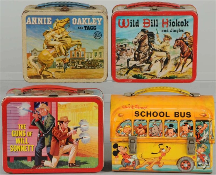 LOT OF 4: WESTERN & DISNEY LUNCHBOXES.            