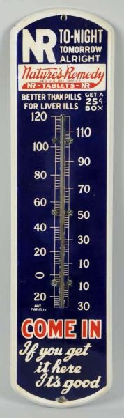 1920S-30S NATURES REMEDY PORCELAIN THERMOMETER.  