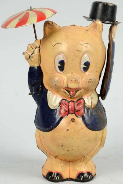 TIN LITHO MARX PORKY PIG WITH TOP HAT WIND-UP TOY 