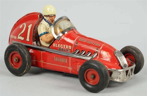 TIN LITHO RACE CAR BATTERY-OPERATED TOY.          